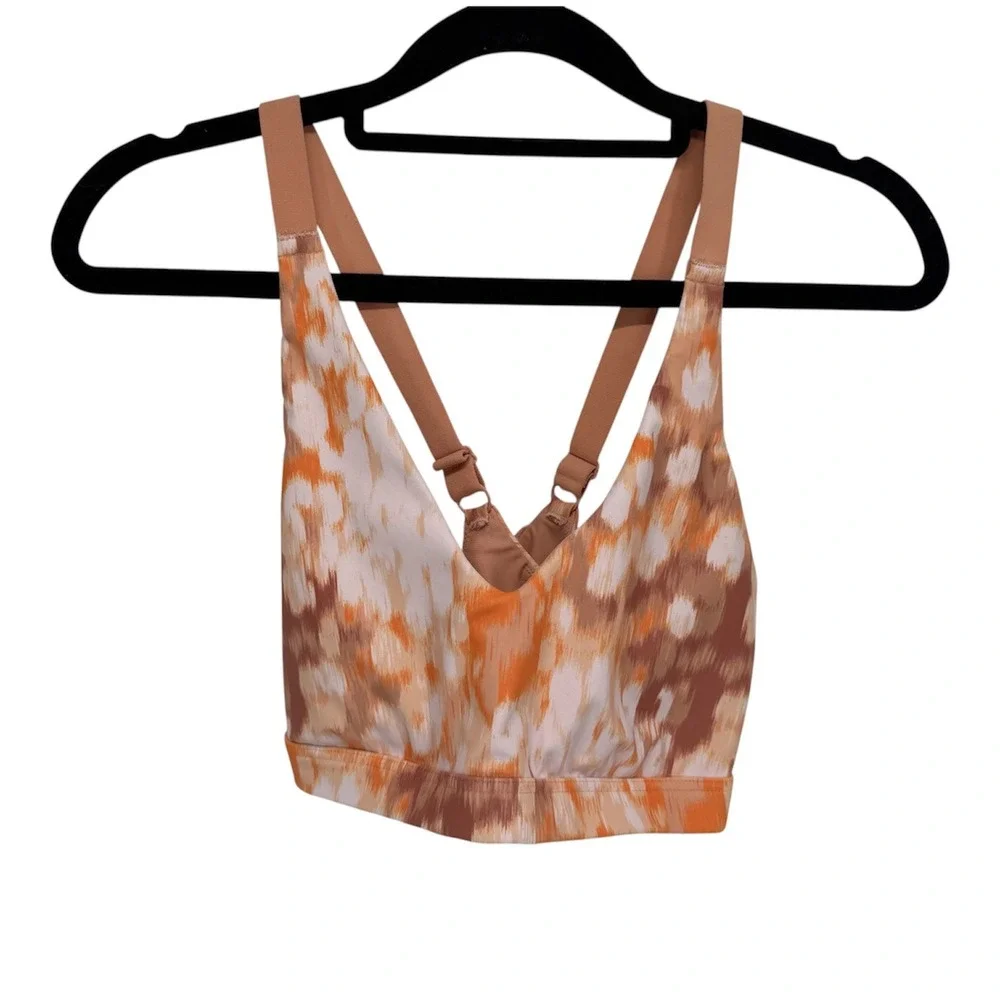 OFFLINE by Aerie Sports Bra Womens Small Orange Abstract Print Low Support Yoga